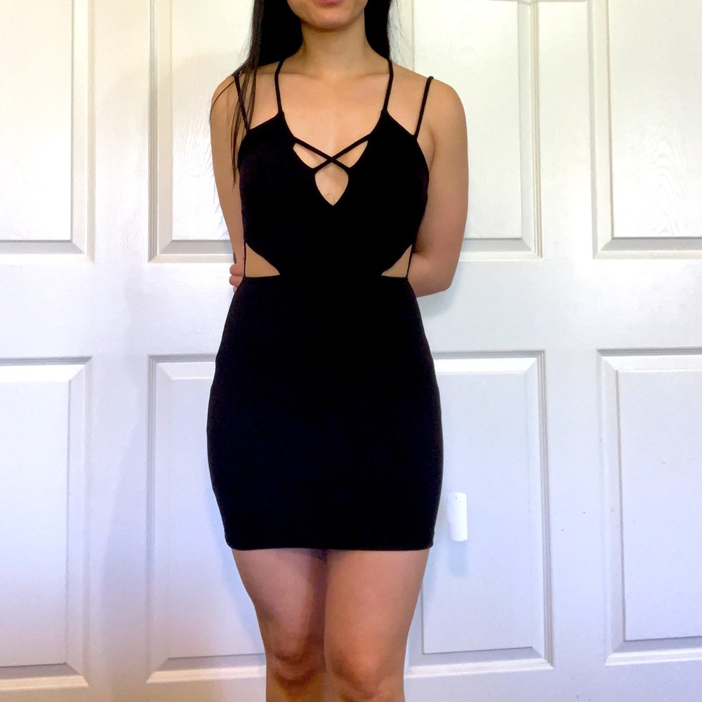Little Black Strappy Midi Dress